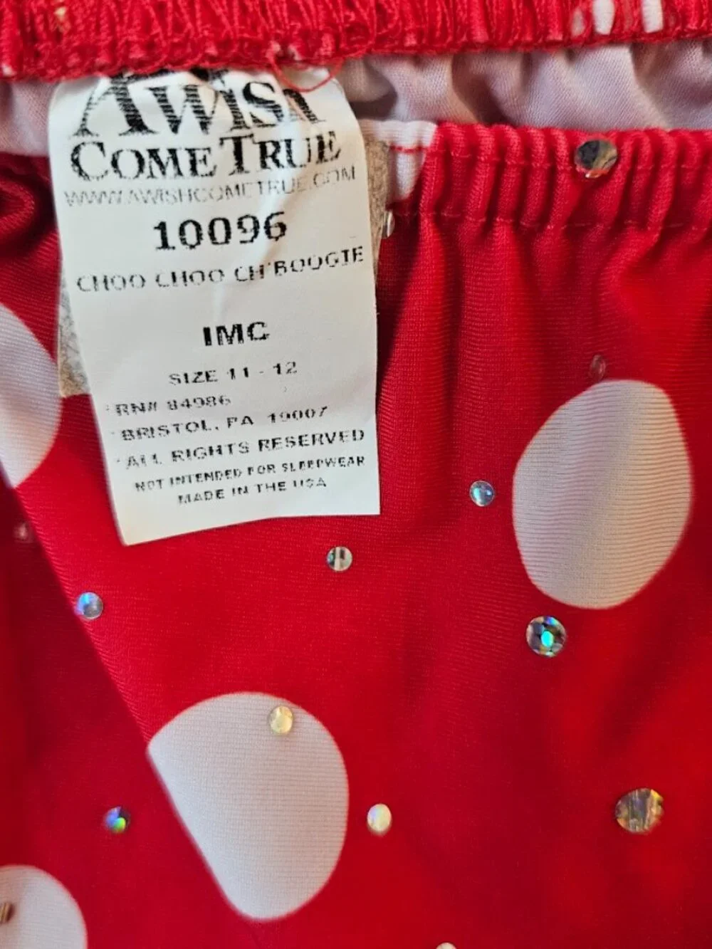Choo Choo Boogie Dance Costume Dress Red Polka Dot Blue Girls Size 11-12